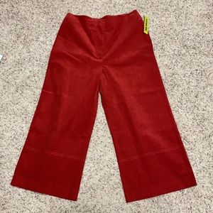 Gianni Bini Maureen High Rise Cropped Wide Leg Corduroy Pants Red size 8 NWT